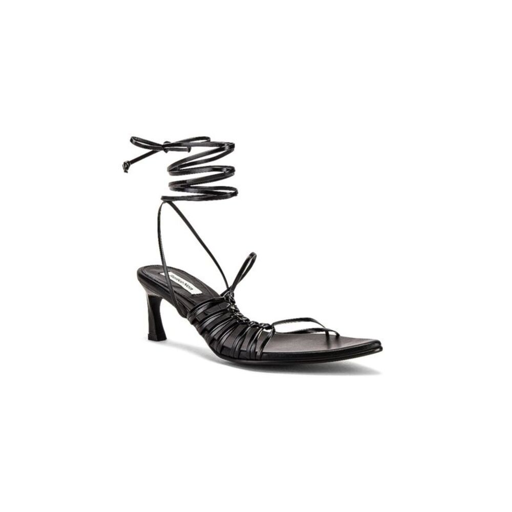 REIKE NEN Womens Black Knotted Padded Strappy Pointed Toe Leather Sandals 36